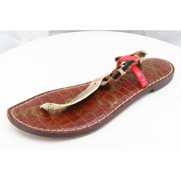 Sam Edelman Sz 5.5 M Brown Thong Leather Women Sandals Gigi - Picture 1 of 8